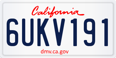 CA license plate 6UKV191