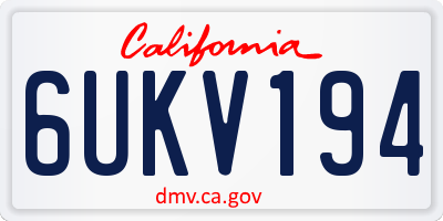 CA license plate 6UKV194