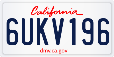 CA license plate 6UKV196