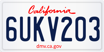 CA license plate 6UKV203