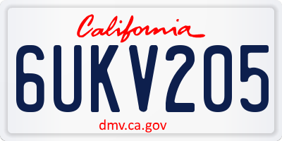 CA license plate 6UKV205