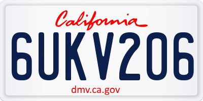 CA license plate 6UKV206