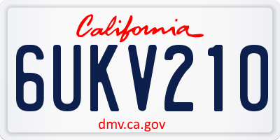 CA license plate 6UKV210