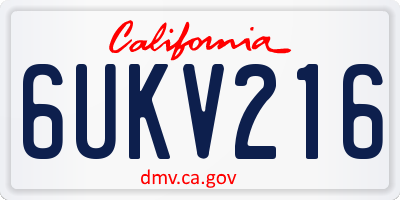 CA license plate 6UKV216