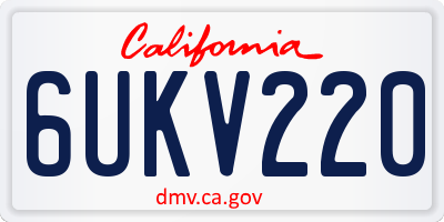 CA license plate 6UKV220
