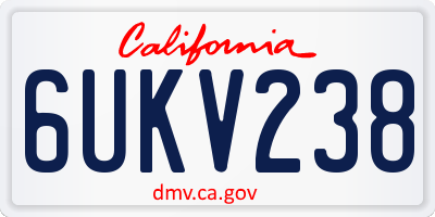 CA license plate 6UKV238