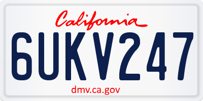 CA license plate 6UKV247