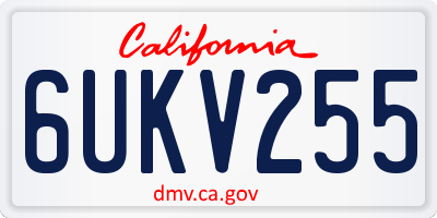 CA license plate 6UKV255