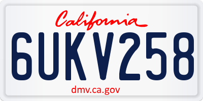 CA license plate 6UKV258