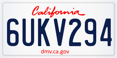 CA license plate 6UKV294