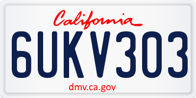 CA license plate 6UKV303
