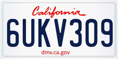 CA license plate 6UKV309