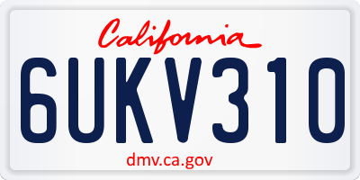 CA license plate 6UKV310