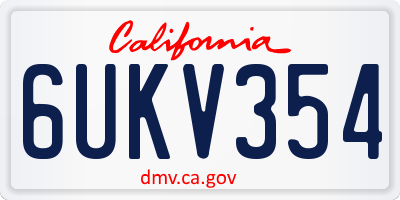CA license plate 6UKV354