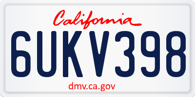CA license plate 6UKV398