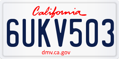 CA license plate 6UKV503