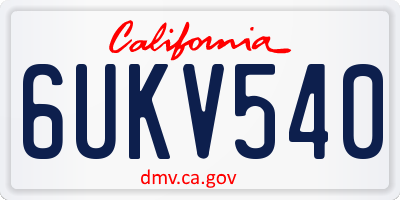 CA license plate 6UKV540