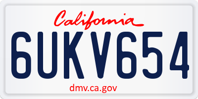 CA license plate 6UKV654