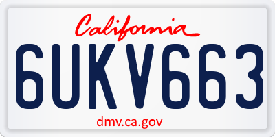CA license plate 6UKV663