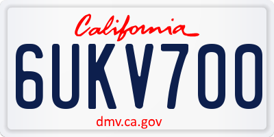 CA license plate 6UKV700