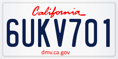 CA license plate 6UKV701