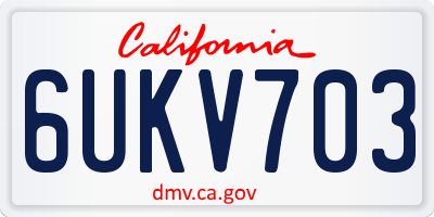 CA license plate 6UKV703