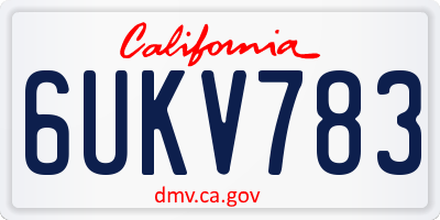CA license plate 6UKV783