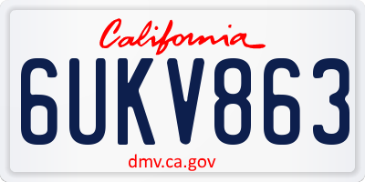 CA license plate 6UKV863