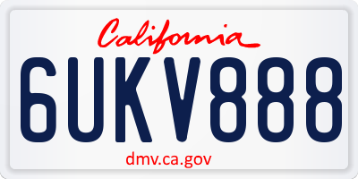 CA license plate 6UKV888