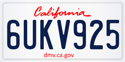 CA license plate 6UKV925