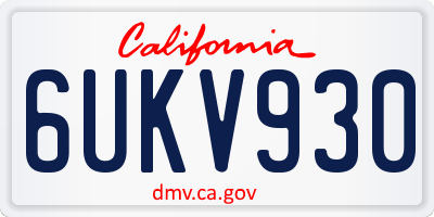 CA license plate 6UKV930