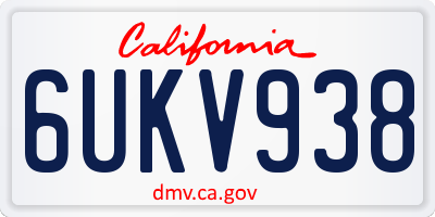 CA license plate 6UKV938