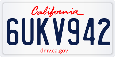 CA license plate 6UKV942