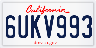 CA license plate 6UKV993