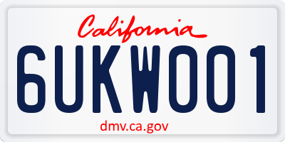 CA license plate 6UKW001
