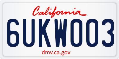 CA license plate 6UKW003