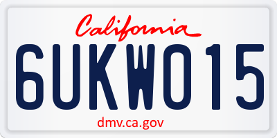 CA license plate 6UKW015