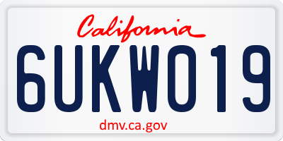 CA license plate 6UKW019