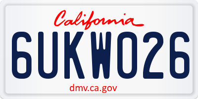 CA license plate 6UKW026
