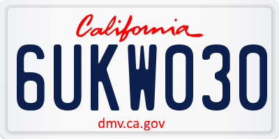 CA license plate 6UKW030