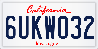 CA license plate 6UKW032