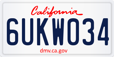 CA license plate 6UKW034