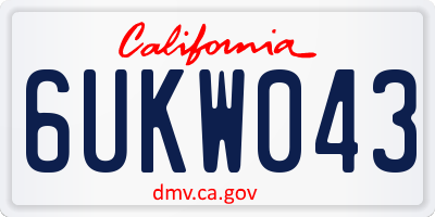 CA license plate 6UKW043