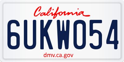 CA license plate 6UKW054
