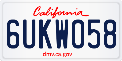 CA license plate 6UKW058