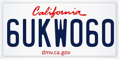 CA license plate 6UKW060