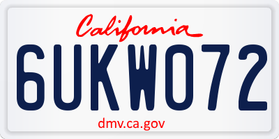 CA license plate 6UKW072