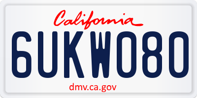 CA license plate 6UKW080