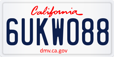 CA license plate 6UKW088