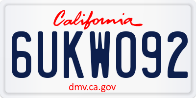 CA license plate 6UKW092